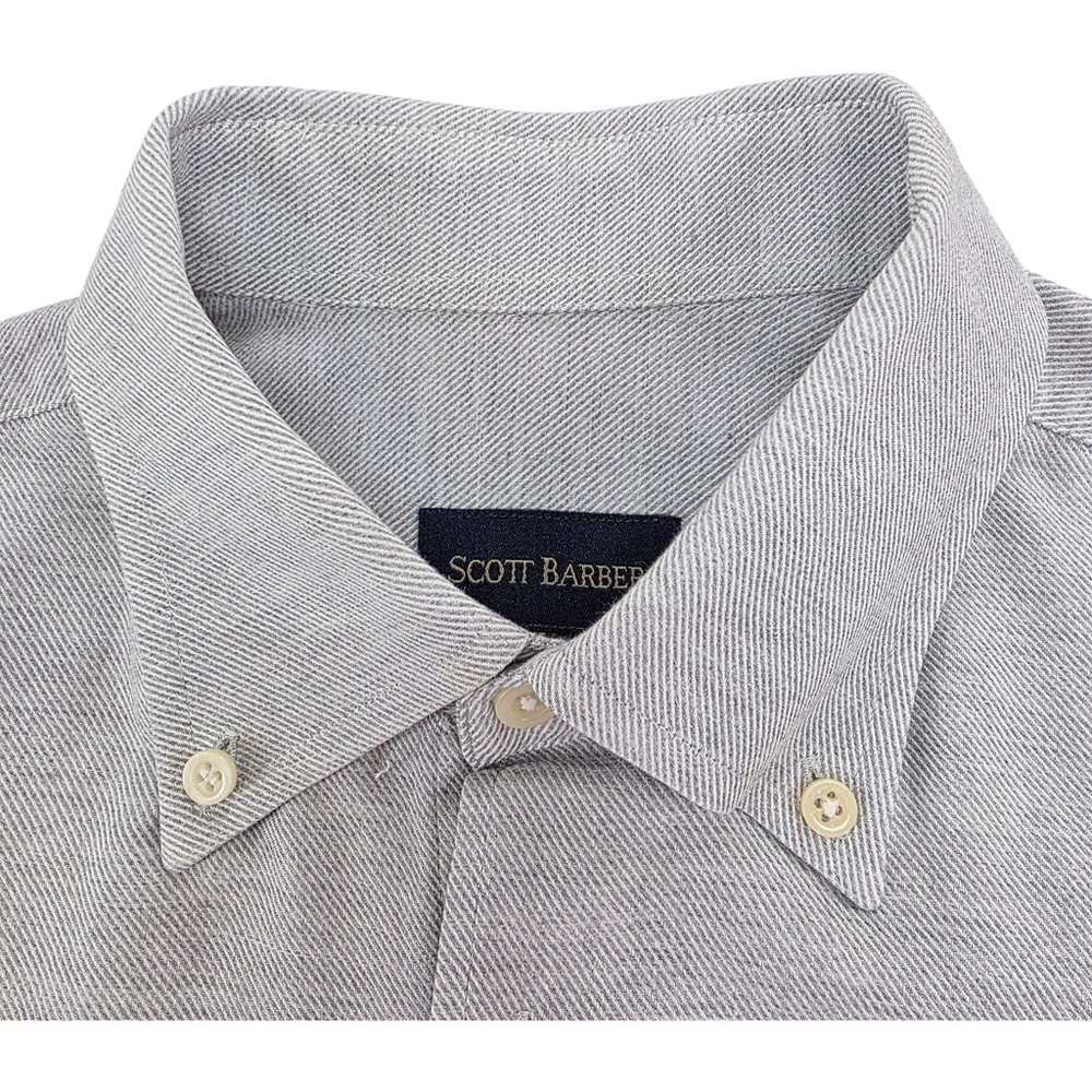 Quiet Luxury Scott Barber Button-Down Shirt Mens M Gray Twill Workwear - Picture 6 of 9